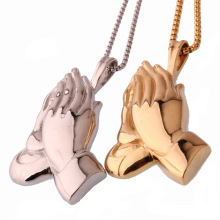 Hip Hop Bijoux Hop Chanteuse Tenant les mains en acier inoxydable Jewelry Street Dance Collier Pendent